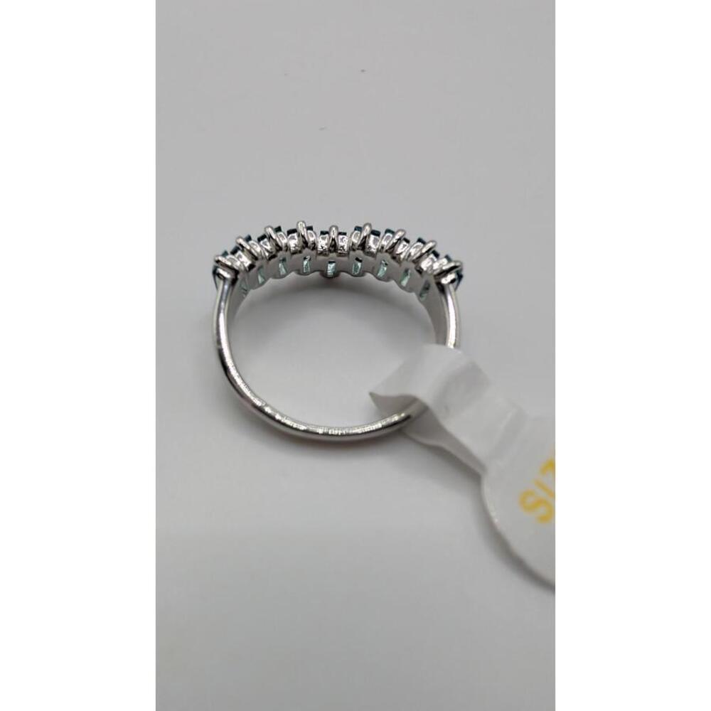 Silver Tone Ring With Blue Rectangular Stones Siz… - image 5